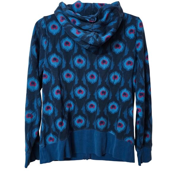 The North Face Full Zip Hoodie Peacock Print Blue Size Medium - Picture 2 of 4